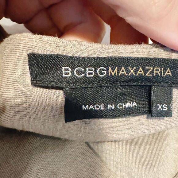 BCBGMaxAzria Tan V-Neck Cross Front Wrap Dress XS - Picture 5 of 8